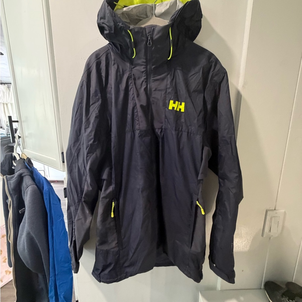 Helly Hansen men’s  Raincoat - Navy and Neon Yellow